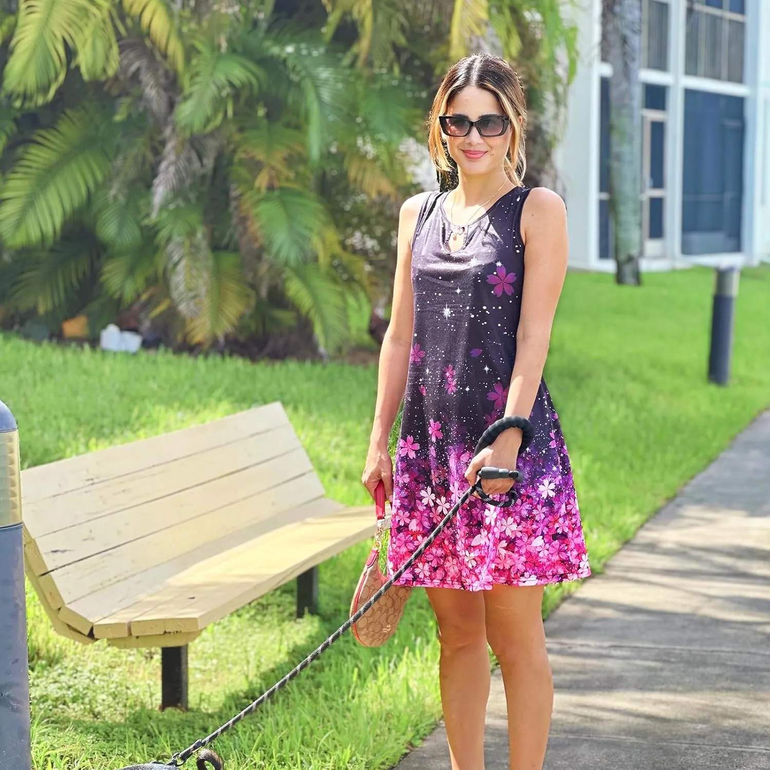 Gesaofa Sun Dresses for Women 2024, Hollow Out O-Neck Sleeveless Dresses Casual Boho Summer Dresses A Line Beach Dresses