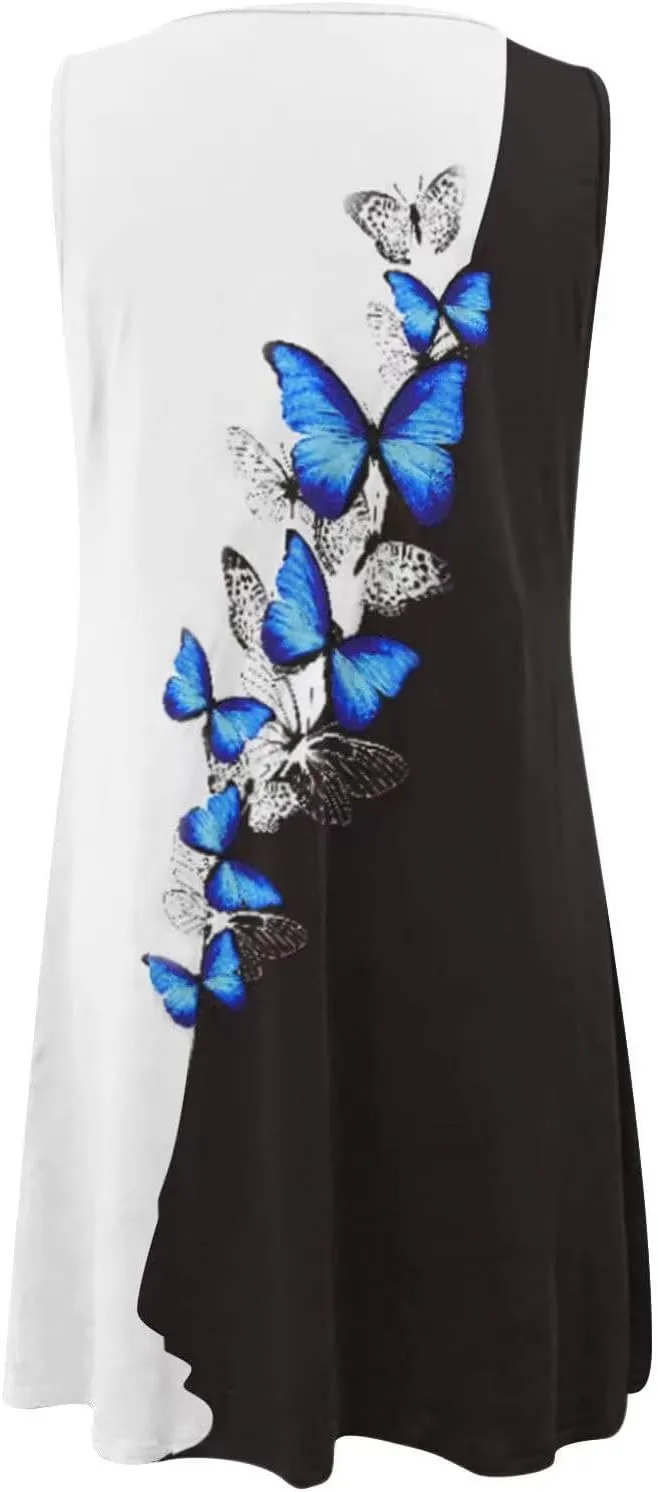 Gesaofa Sun Dresses for Women 2024, Hollow Out O-Neck Sleeveless Dresses Casual Boho Summer Dresses A Line Beach Dresses