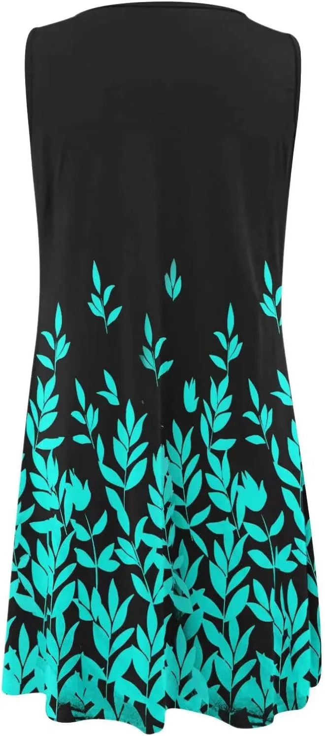 Gesaofa Sun Dresses for Women 2024, Hollow Out O-Neck Sleeveless Dresses Casual Boho Summer Dresses A Line Beach Dresses