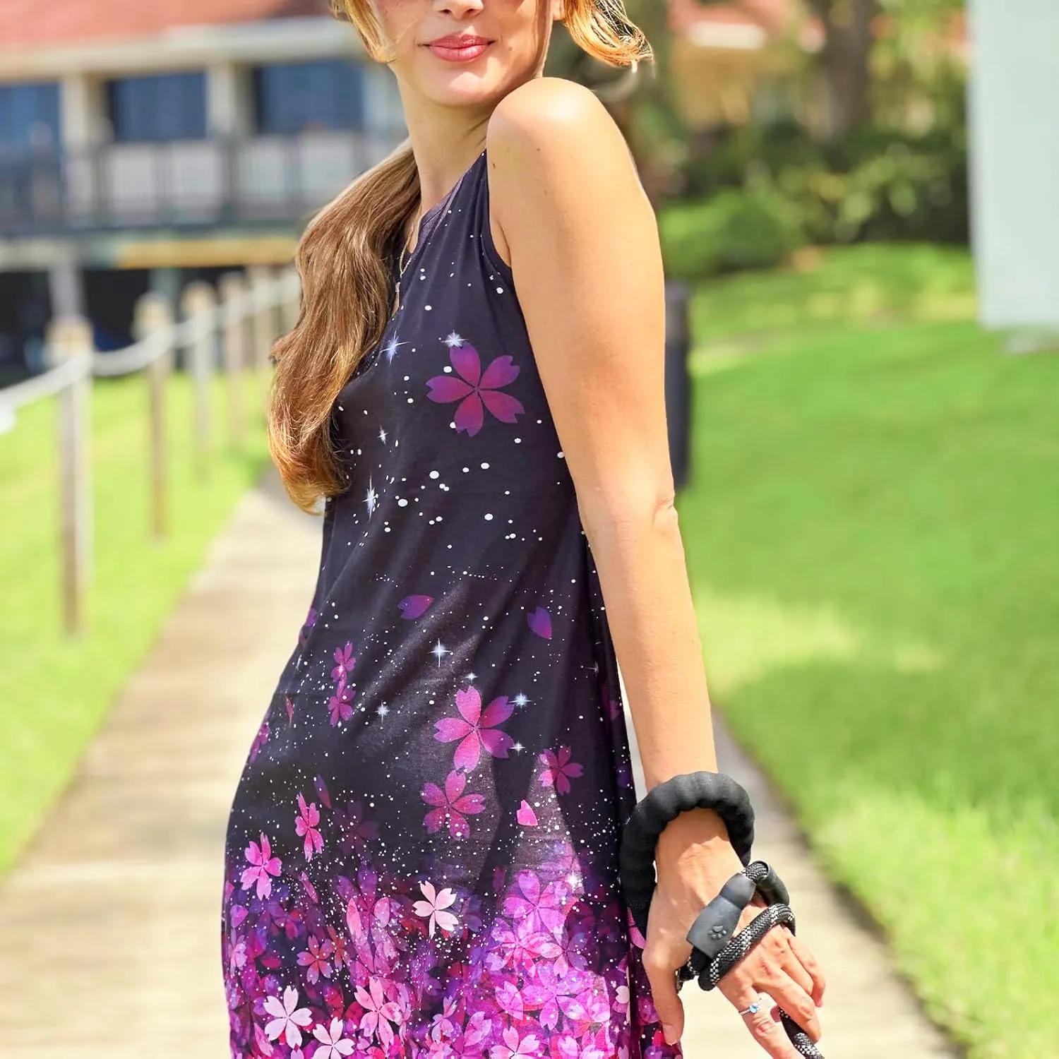 Gesaofa Sun Dresses for Women 2024, Hollow Out O-Neck Sleeveless Dresses Casual Boho Summer Dresses A Line Beach Dresses