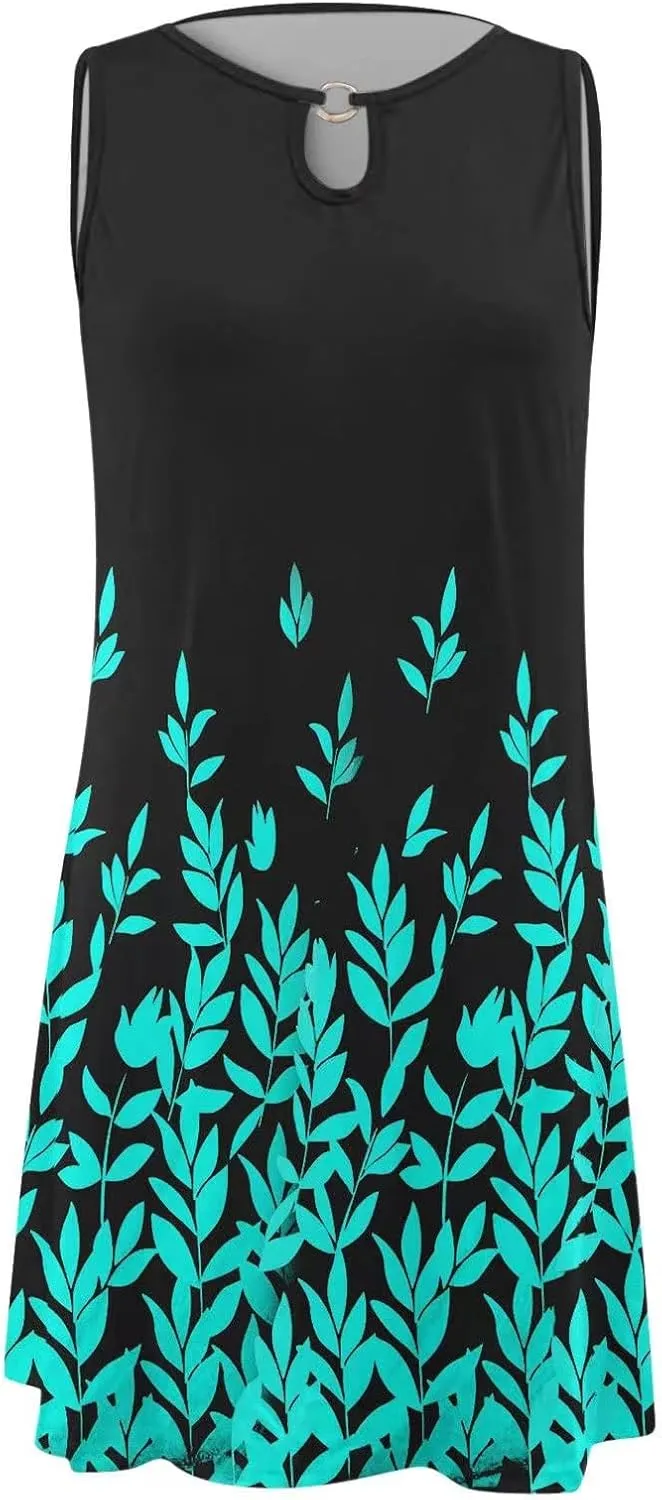 Gesaofa Sun Dresses for Women 2024, Hollow Out O-Neck Sleeveless Dresses Casual Boho Summer Dresses A Line Beach Dresses