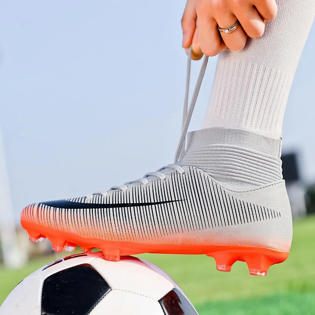 GEXECEUSS Mens High-Top Football Boots for Soccer Matches: Non-Slip Football Shoes for Team Sports - Youth Turf Soccer Sneakers
