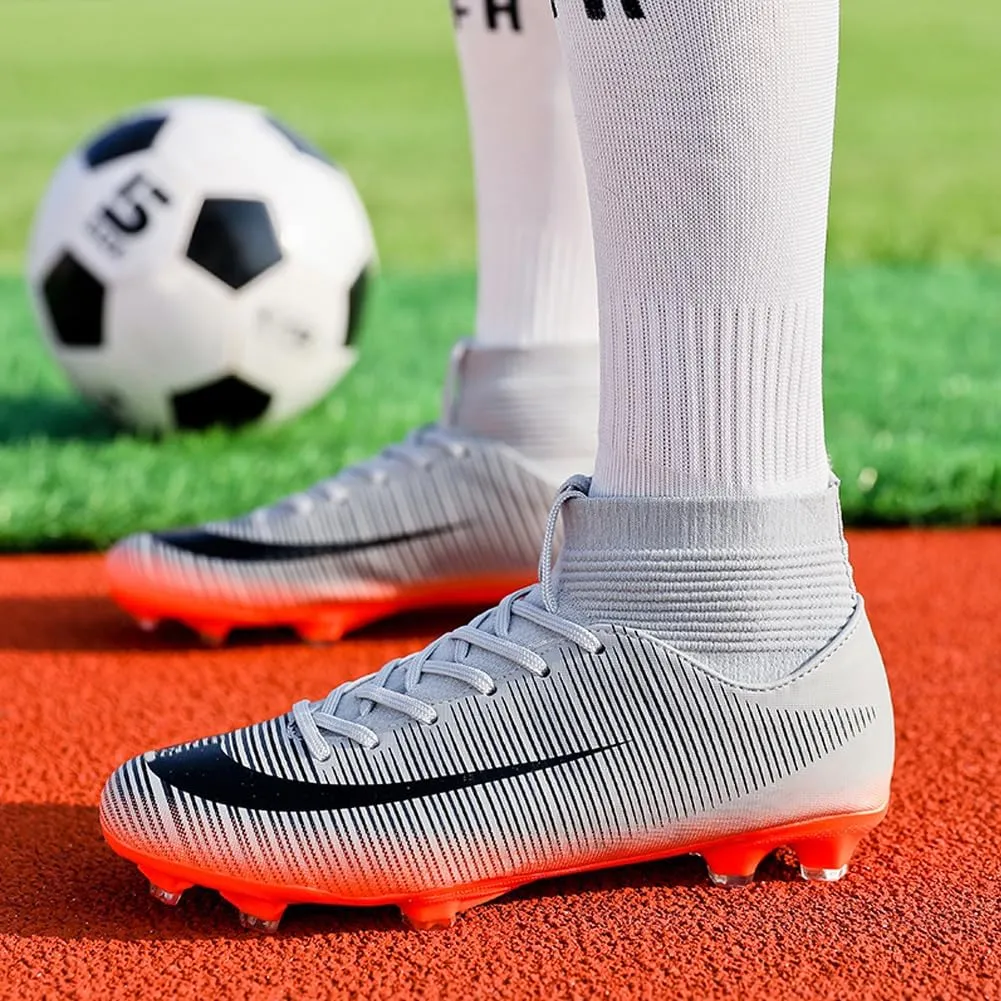 GEXECEUSS Mens High-Top Football Boots for Soccer Matches: Non-Slip Football Shoes for Team Sports - Youth Turf Soccer Sneakers