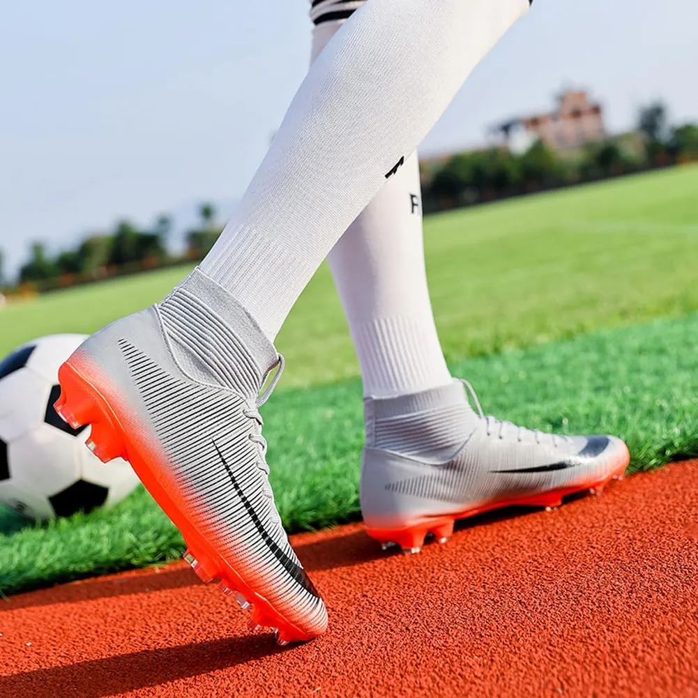 GEXECEUSS Mens High-Top Football Boots for Soccer Matches: Non-Slip Football Shoes for Team Sports - Youth Turf Soccer Sneakers