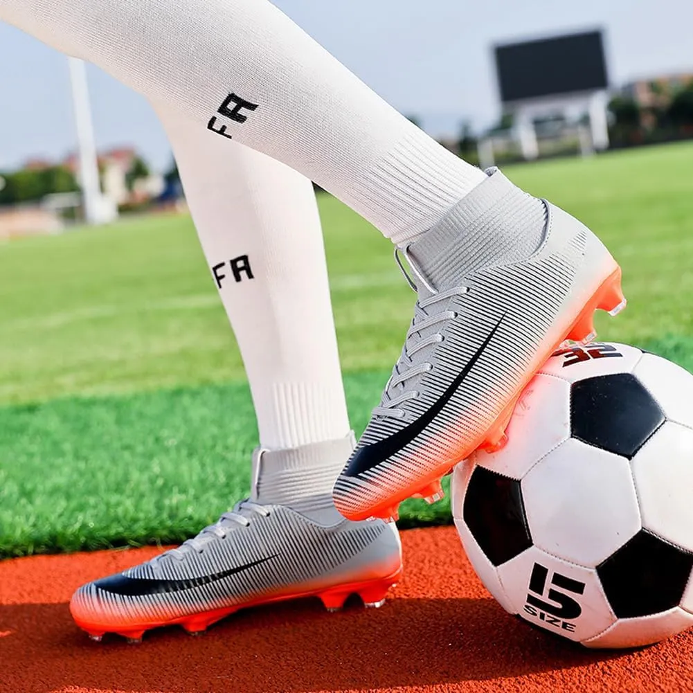 GEXECEUSS Mens High-Top Football Boots for Soccer Matches: Non-Slip Football Shoes for Team Sports - Youth Turf Soccer Sneakers