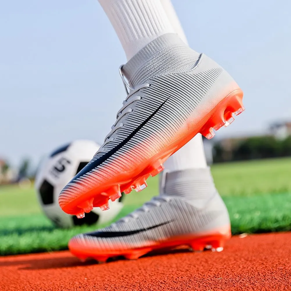 GEXECEUSS Mens High-Top Football Boots for Soccer Matches: Non-Slip Football Shoes for Team Sports - Youth Turf Soccer Sneakers