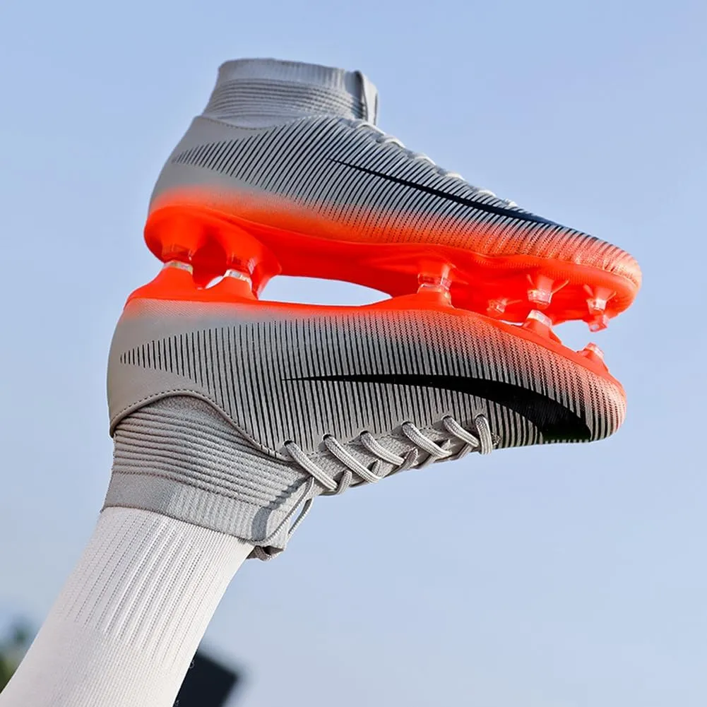 GEXECEUSS Mens High-Top Football Boots for Soccer Matches: Non-Slip Football Shoes for Team Sports - Youth Turf Soccer Sneakers