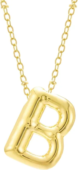 Gold Bubble Necklace for Women, Cute Initial Bubble Letter Necklaces, Dainty Gold Letter Name Necklace Pendant, Trendy Alphabet Chunky Pendant Personalized Womens Jewelry Valentines Gifts