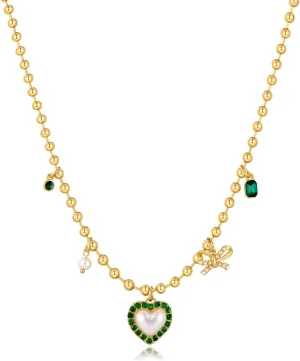 Gold Heart Necklaces for Women Heart Adjustable Length Pendant Necklace Love Gold Bead Choker Necklace Fashion Jewelry