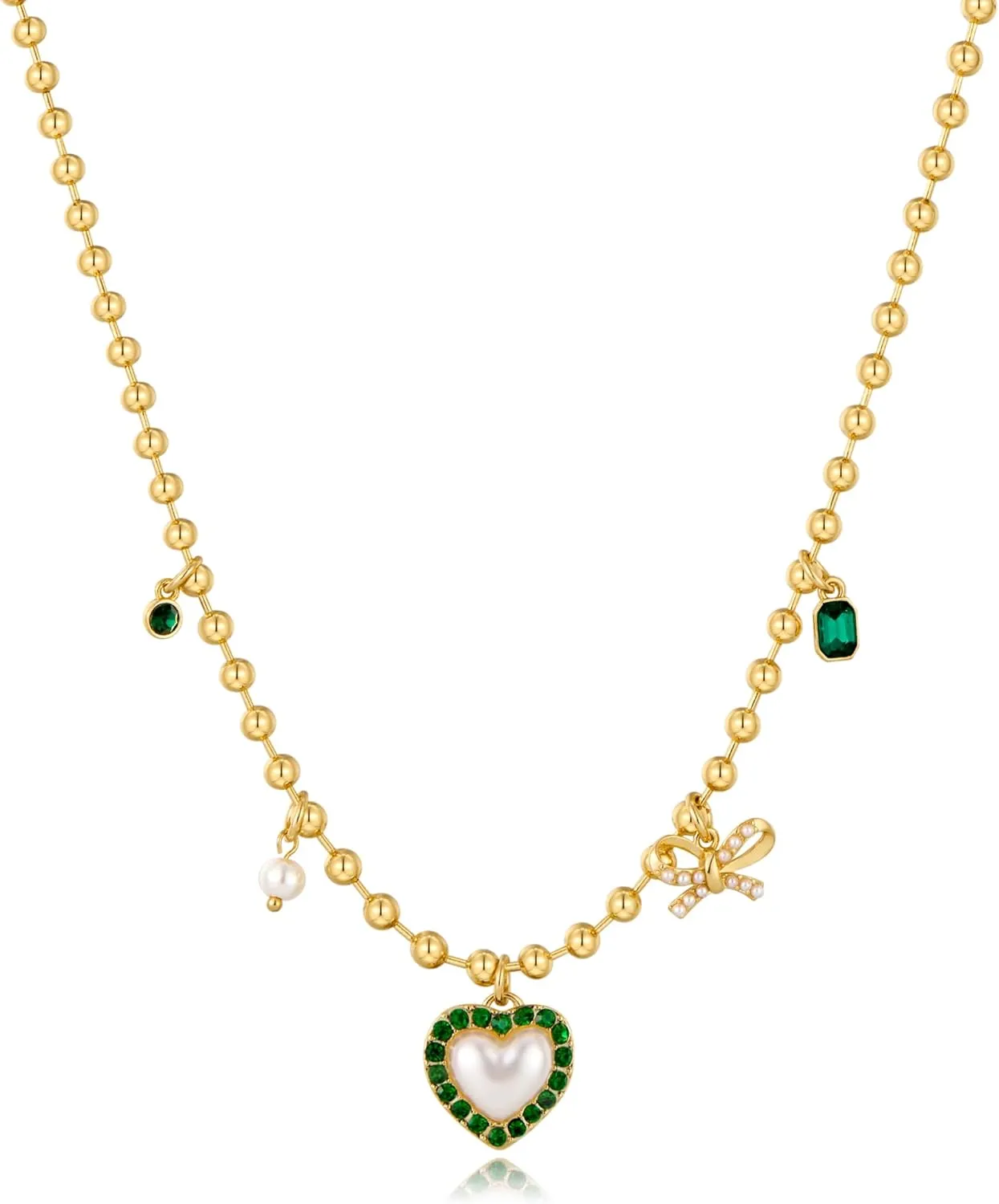 Gold Heart Necklaces for Women Heart Adjustable Length Pendant Necklace Love Gold Bead Choker Necklace Fashion Jewelry