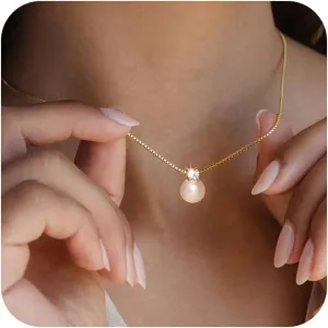 Gold Pendant Necklace for Women, Dainty Diamond Necklaces for Women Simple 14K Gold Plated Paperclip Choker Necklaces Cute Minimalist Open Oval Necklaces Gold Jewelry for Women Gifts