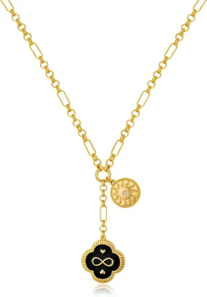 Gold Pendant Necklaces For Women Gold Plated Sun Lucky Colver Heart Charm Necklaces Y shaped Necklace