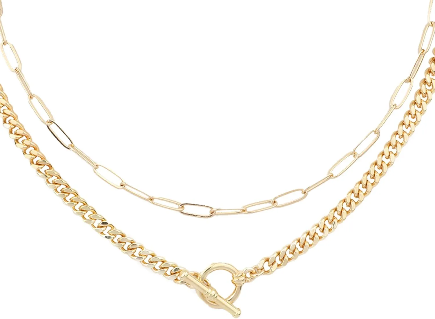 Gold Stacking Necklaces Set,Paperclip Necklace Dainty Chunky and Thin Chain Trendy Layering Necklaces for Women
