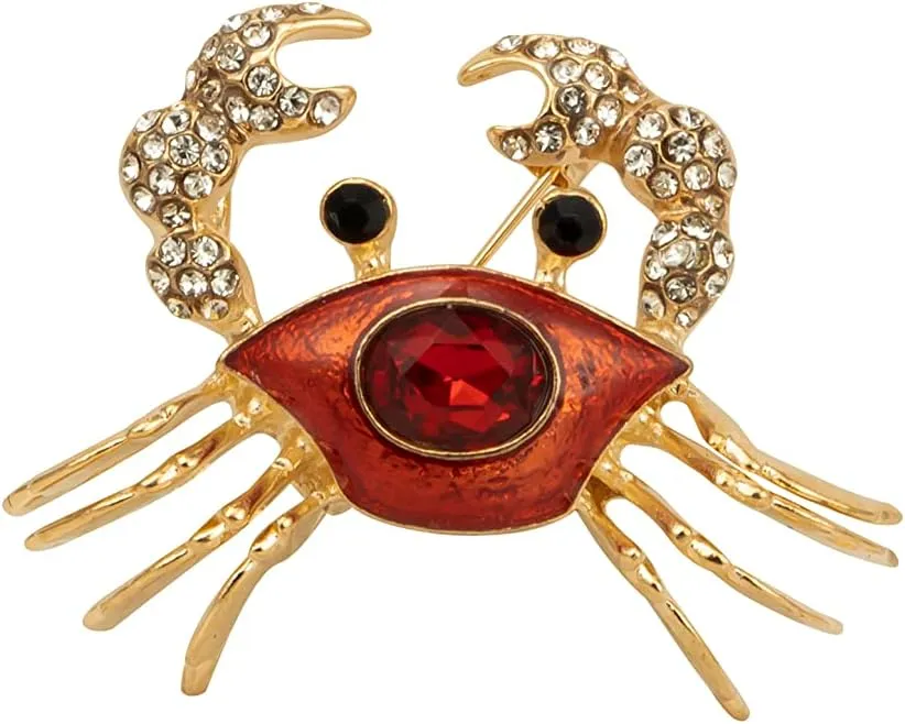 Golden And Red Cancerian Crab Hat Pin, Lapel Pin, Cap Badge Accessories for Men