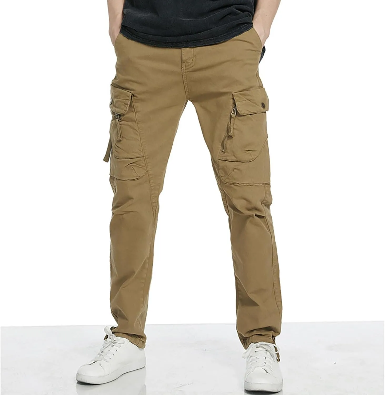 Golf Pants Men Stretch Relaxed Fit Classic Cargo Sweatpants Stretch Waistband Workout Joggers Athletic Hiking Pants