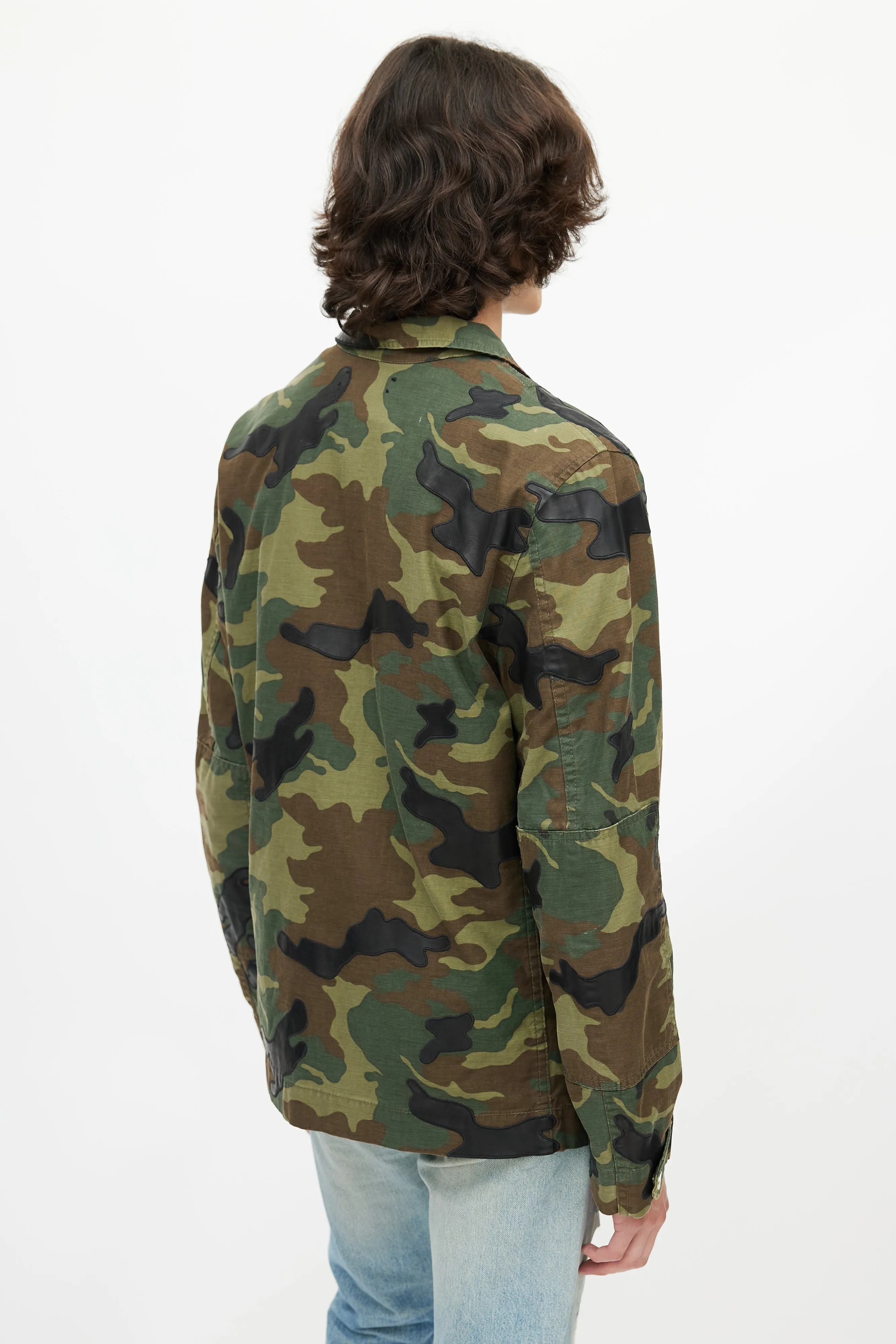 Green & Multicolour Camo Utility Jacket