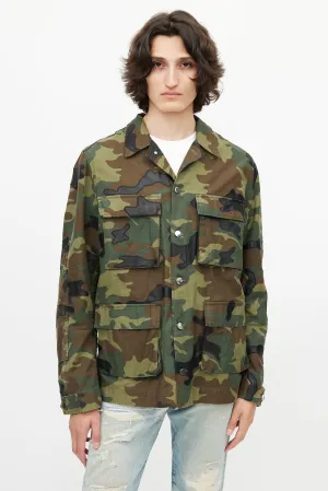 Green & Multicolour Camo Utility Jacket