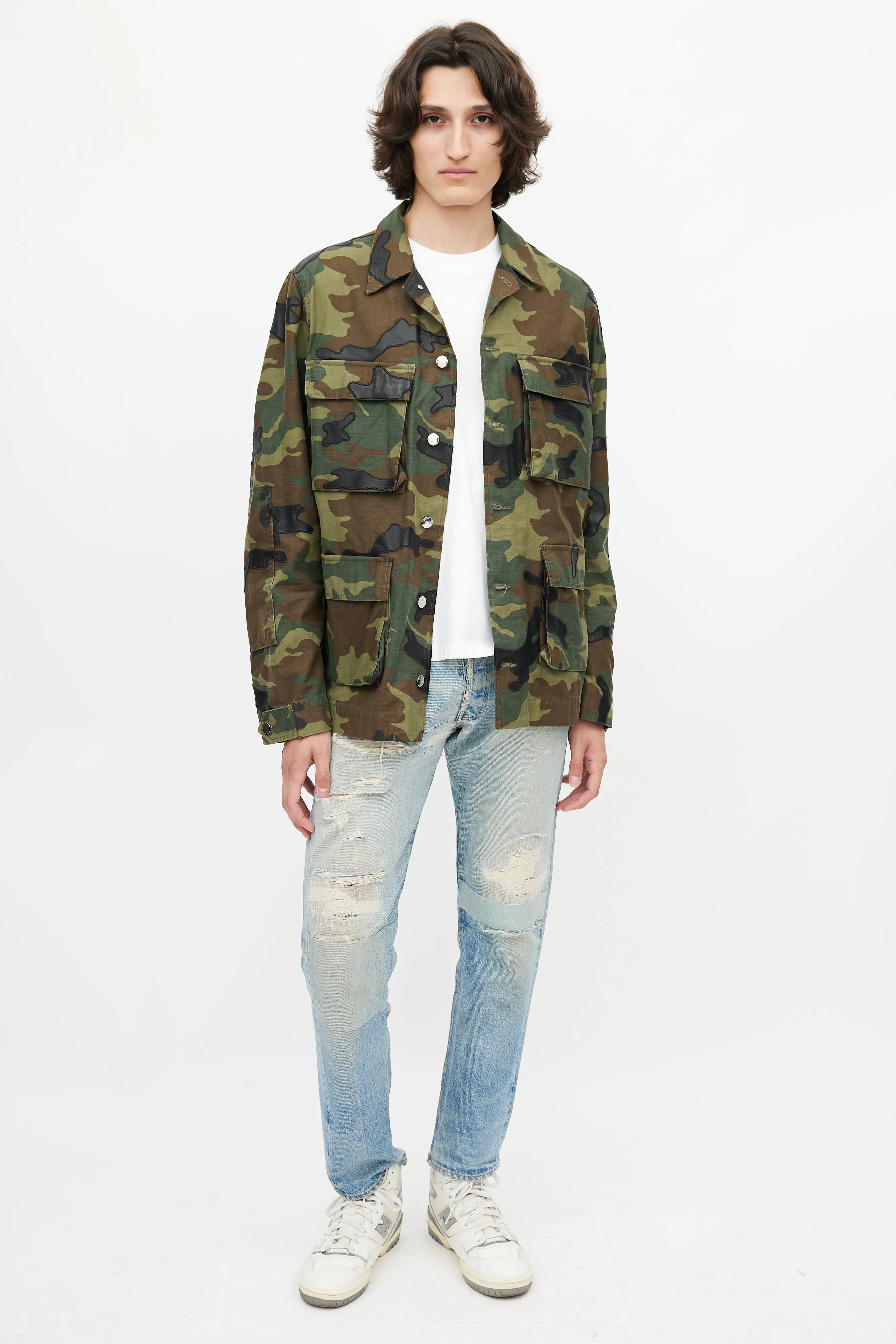Green & Multicolour Camo Utility Jacket