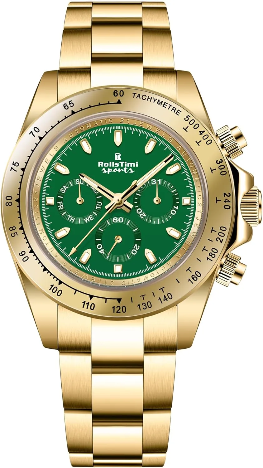 HaiQin RollsTimi RT137 Casual Men's Automatic Mechanical Watch Stainless Steel Luminous Waterproof Multifunction Date Business WristWatches
