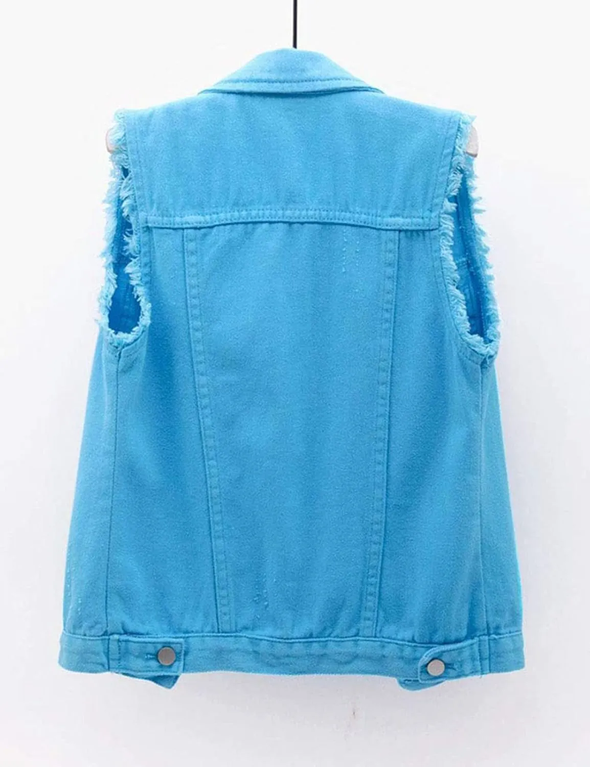 HALITOSS Women's Buttoned Washed Denim Jacket Sleeveless Crop Vest 6 Color