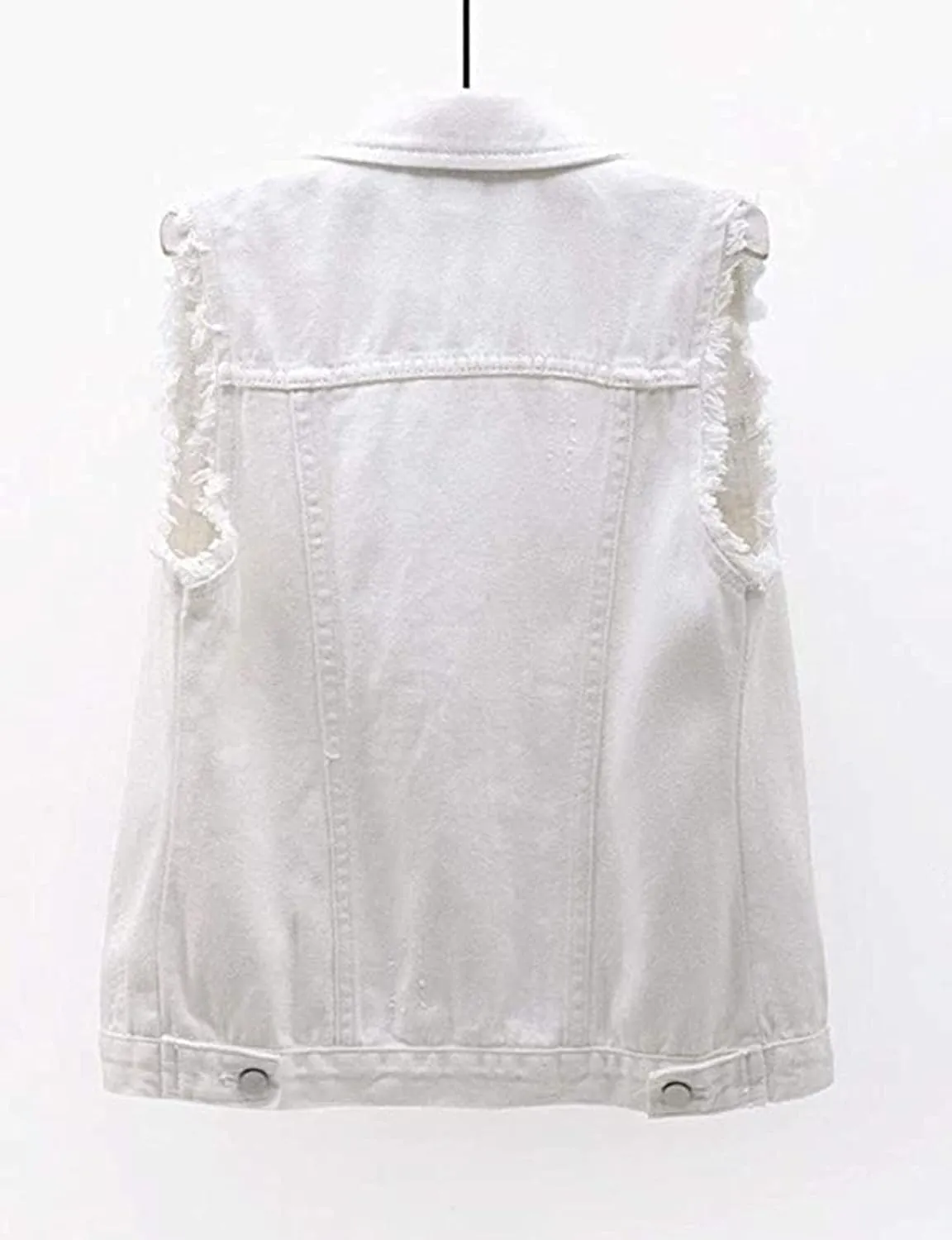 HALITOSS Women's Buttoned Washed Denim Jacket Sleeveless Crop Vest 6 Color