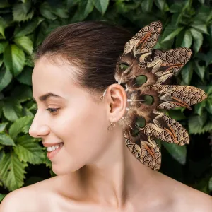 Handmade Bohemian Retro goose feather headdress Ear Cuff,Feather Earrings,Ear Wrap,American Indian style feather ear cuff,Bohemian festival hair(a pair)