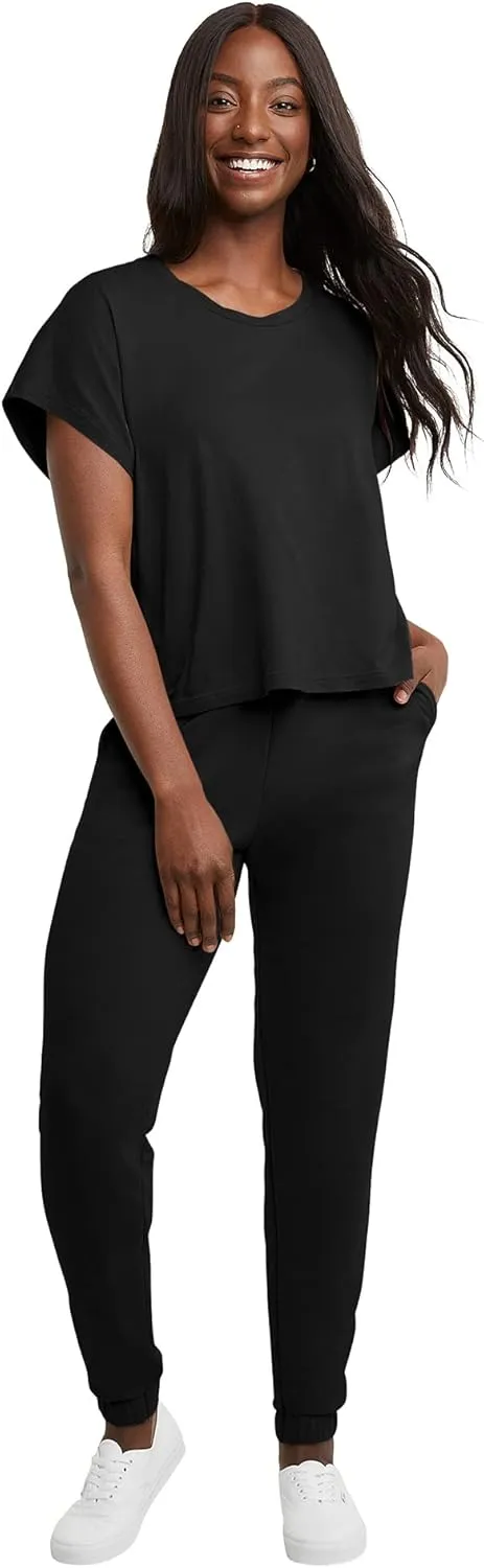 Hanes Women's Originals Twisted Neck T-Shirt, Short-Sleeve Cotton Tee, Boxy Fit