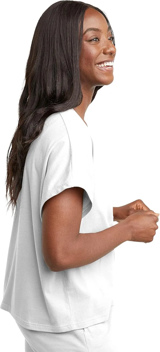 Hanes Women's Originals Twisted Neck T-Shirt, Short-Sleeve Cotton Tee, Boxy Fit