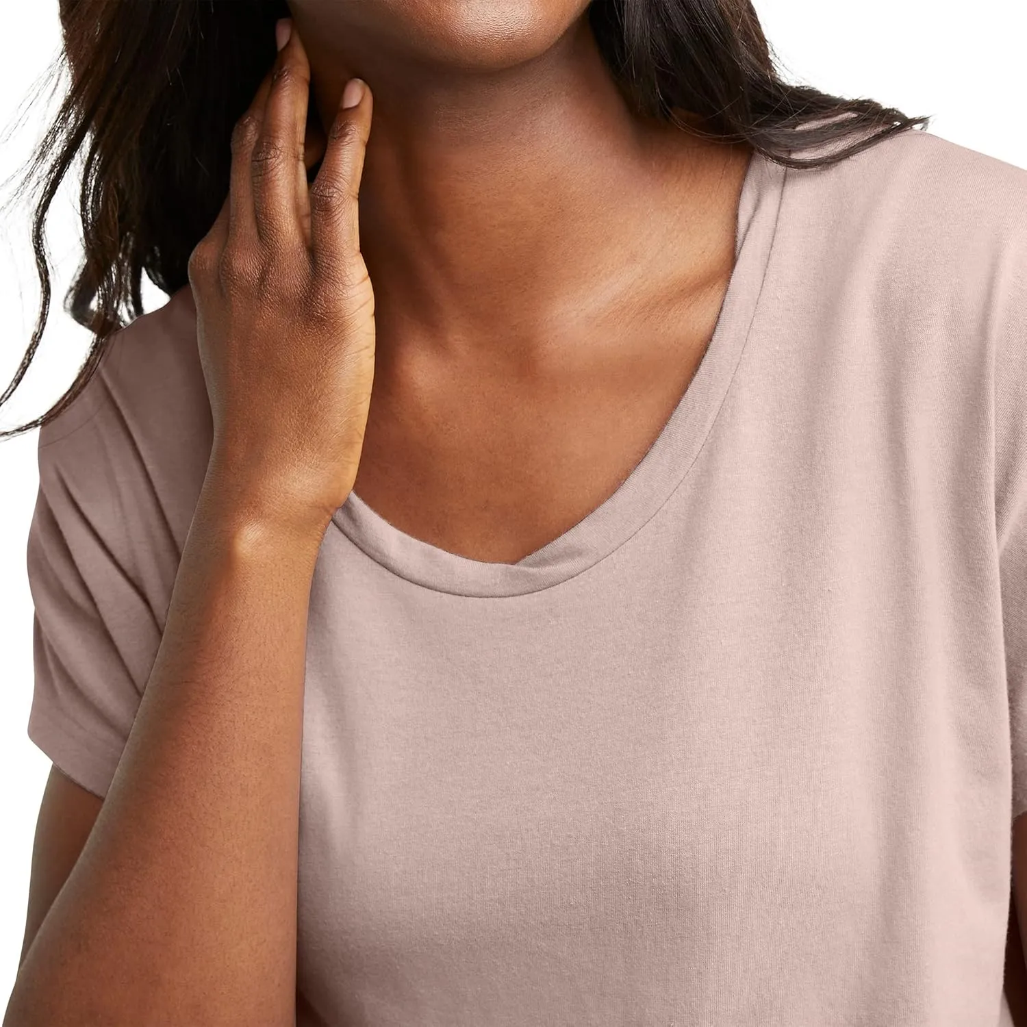 Hanes Women's Originals Twisted Neck T-Shirt, Short-Sleeve Cotton Tee, Boxy Fit
