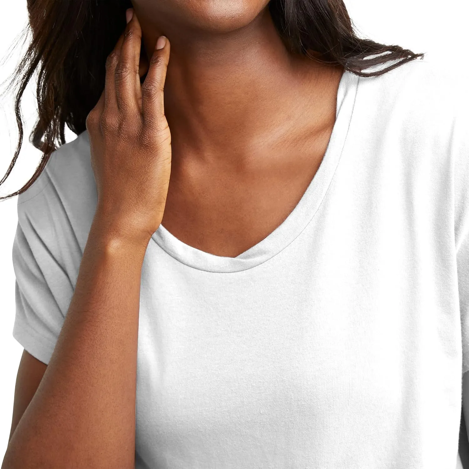 Hanes Women's Originals Twisted Neck T-Shirt, Short-Sleeve Cotton Tee, Boxy Fit