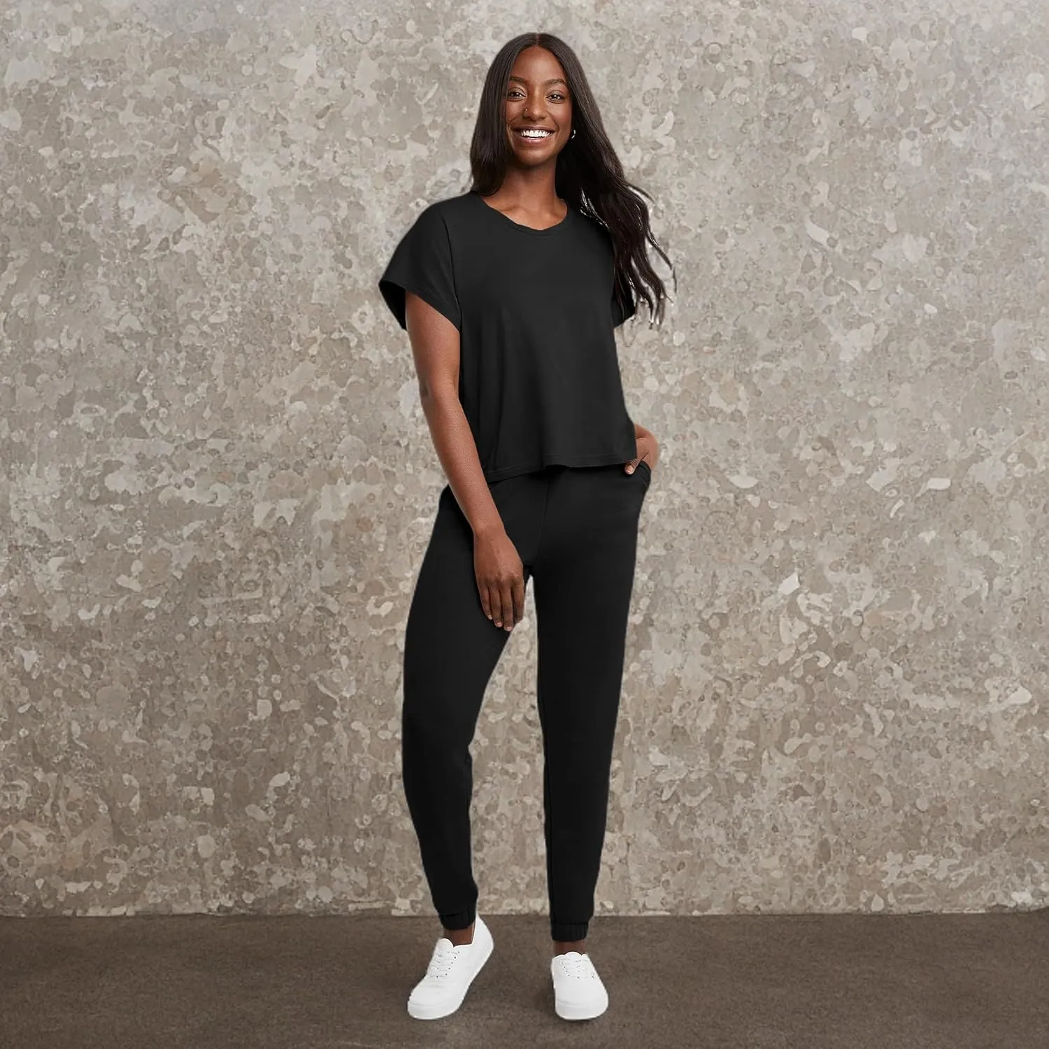 Hanes Women's Originals Twisted Neck T-Shirt, Short-Sleeve Cotton Tee, Boxy Fit