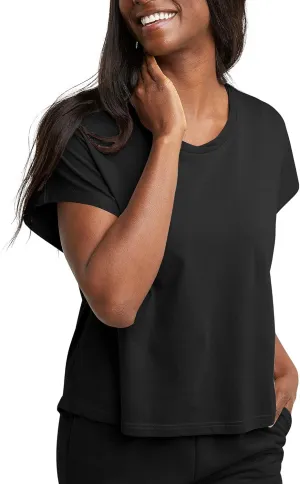 Hanes Women's Originals Twisted Neck T-Shirt, Short-Sleeve Cotton Tee, Boxy Fit