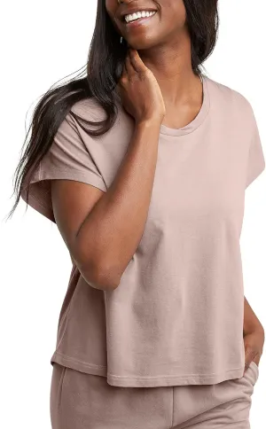 Hanes Women's Originals Twisted Neck T-Shirt, Short-Sleeve Cotton Tee, Boxy Fit