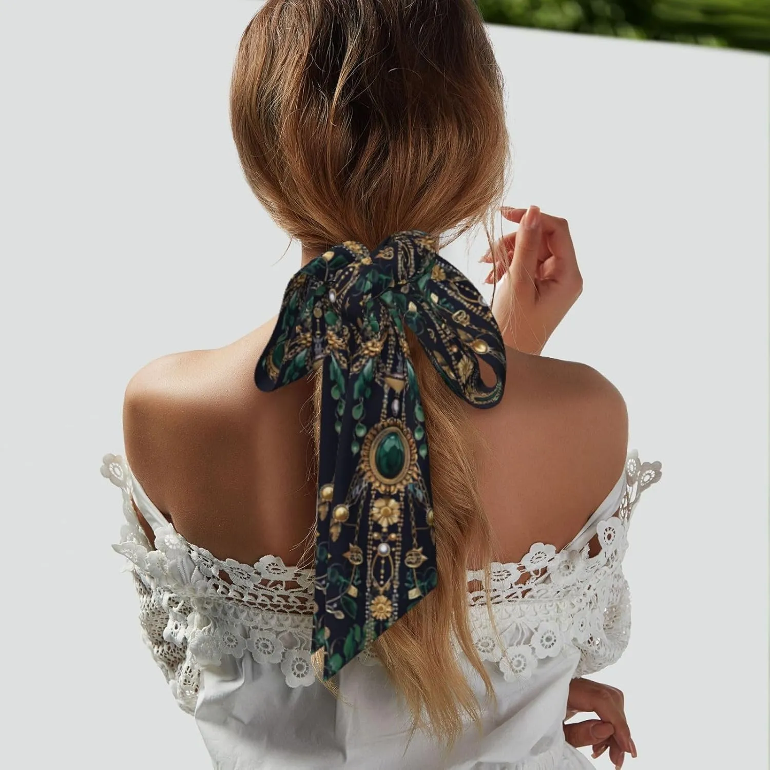 Head Scarf Hair Neck Scarves for Women Fashion Purse Bag Scarfs Handbags Silky Satin Headscarf Charms