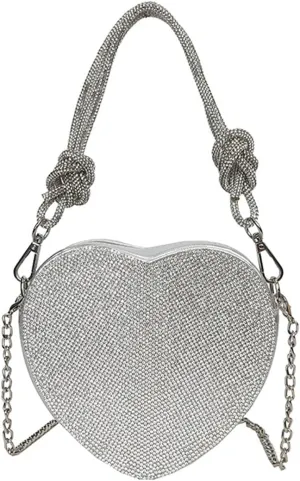 Heart Bag Evening Clutch,Heart Bag Evening Clutch Wedding Purses,Party Prom Purse Handbag Sparkly Clutch Purses For Women Gift.