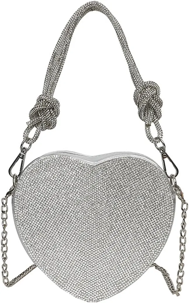Heart Bag Evening Clutch,Heart Bag Evening Clutch Wedding Purses,Party Prom Purse Handbag Sparkly Clutch Purses For Women Gift.