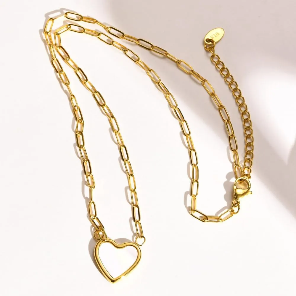 Heart Necklace for Women,Open Gold Plated Heart Pendant Necklaces Simple Cute Delicate Necklaces for Women