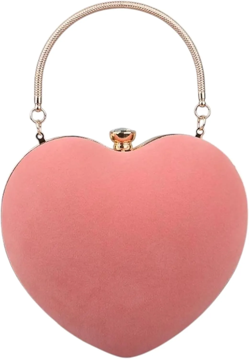 Heart-Shaped Evening Handbag, Metal Handle Clutch Purse, Available in Black, Red, Pink, Navy, Coral