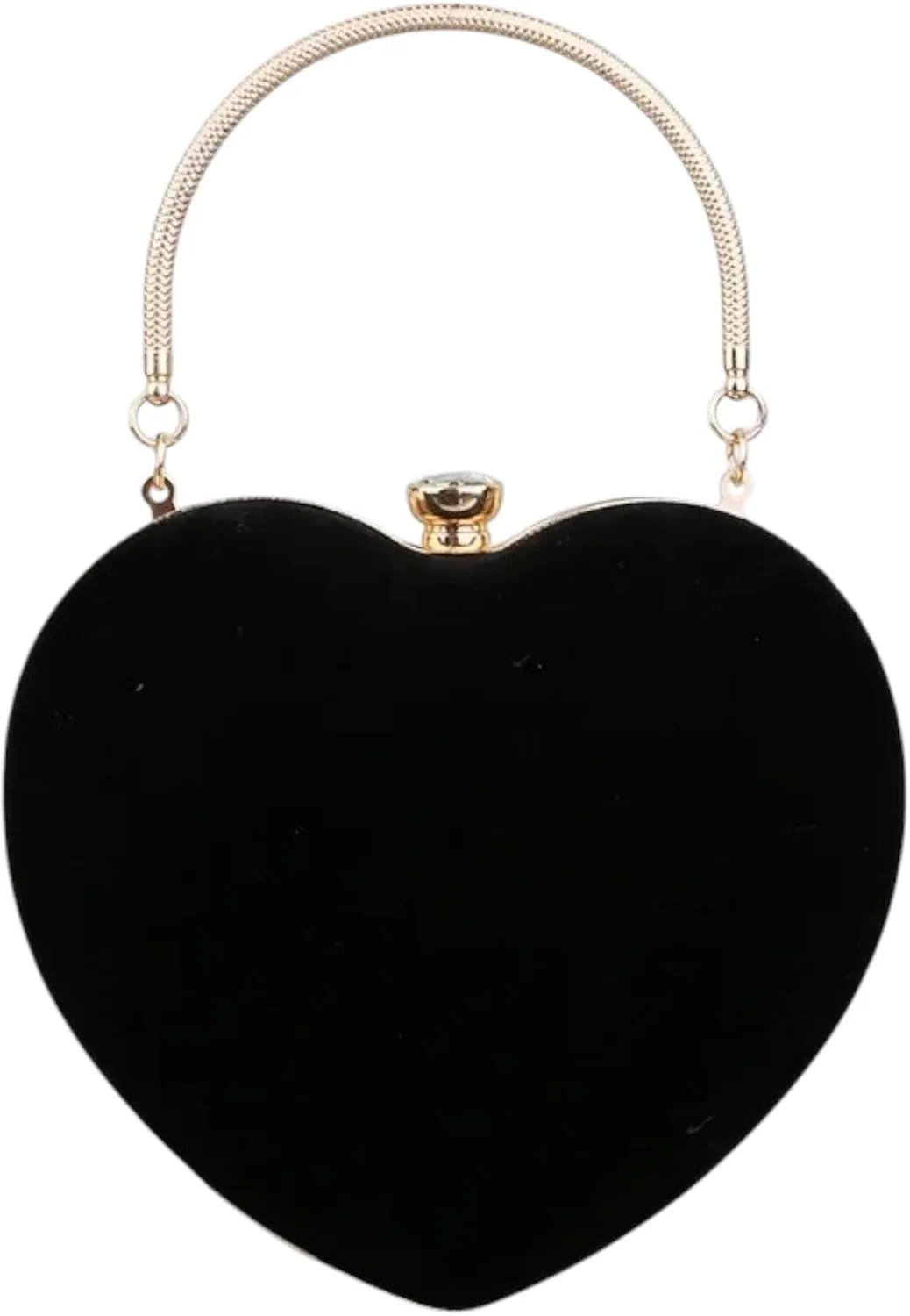 Heart-Shaped Evening Handbag, Metal Handle Clutch Purse, Available in Black, Red, Pink, Navy, Coral