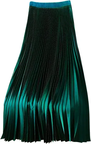 HGps8w Satin Maxi Skirt for Women 2025 Summer Elegant Sliky High Waisted Pleated Versatile Skirts Long Flowy Dress