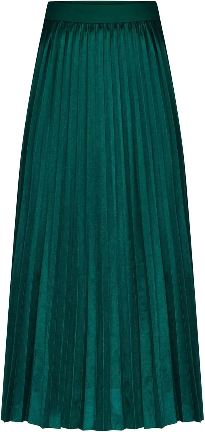 HGps8w Satin Maxi Skirt for Women 2025 Summer Elegant Sliky High Waisted Pleated Versatile Skirts Long Flowy Dress