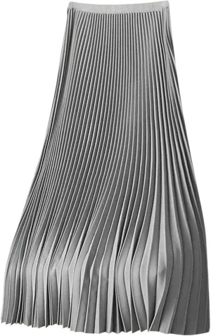 HGps8w Satin Maxi Skirt for Women 2025 Summer Elegant Sliky High Waisted Pleated Versatile Skirts Long Flowy Dress