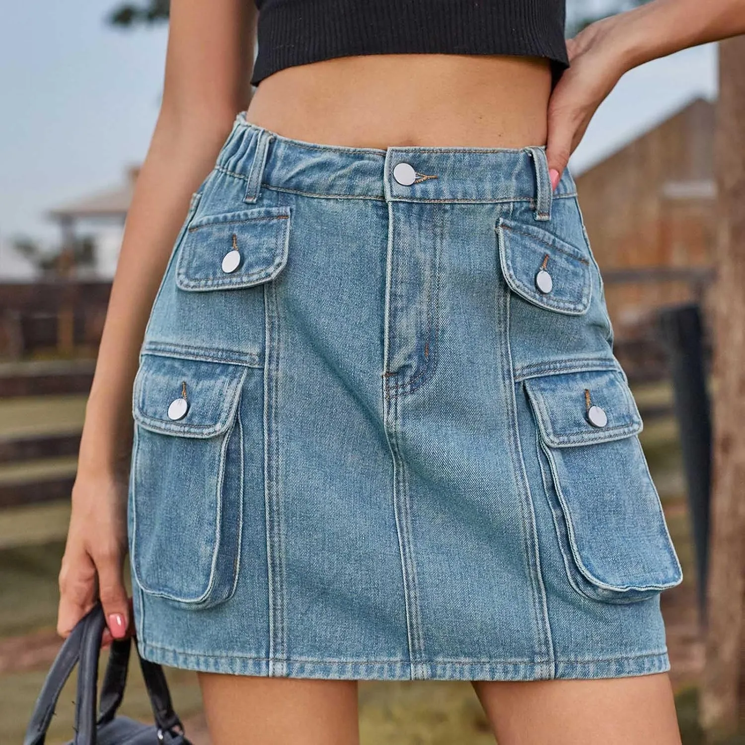 High Waisted Maxi Skirts for Women Lace Up Long Skirt Plus Size Summer Skirts Ankle Length Straight Skirt with Pocket