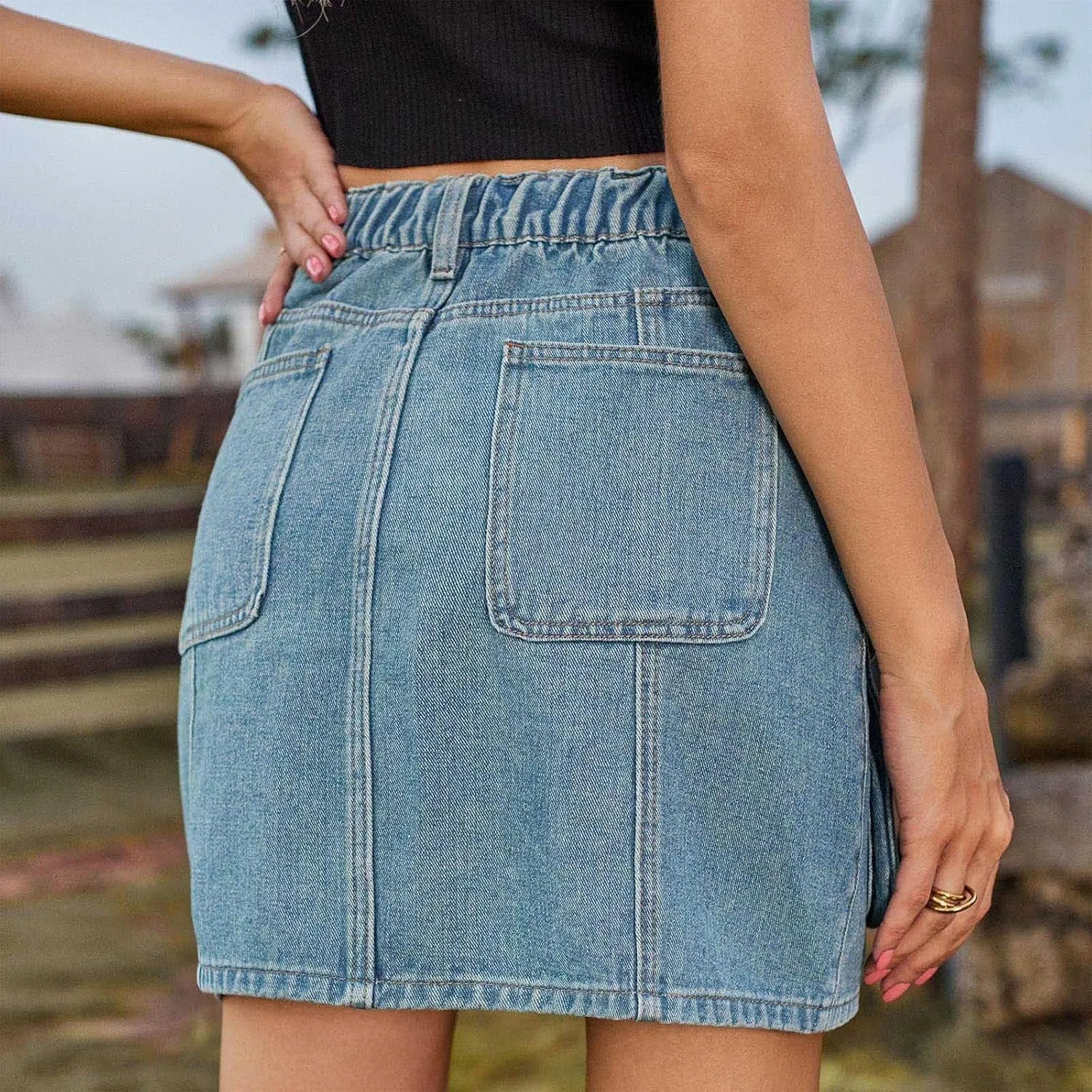High Waisted Maxi Skirts for Women Lace Up Long Skirt Plus Size Summer Skirts Ankle Length Straight Skirt with Pocket