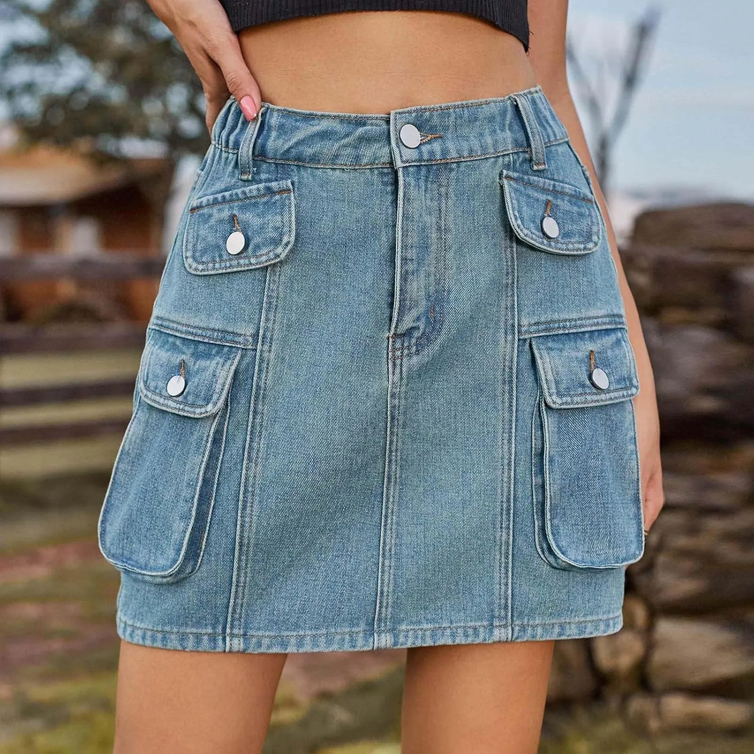 High Waisted Maxi Skirts for Women Lace Up Long Skirt Plus Size Summer Skirts Ankle Length Straight Skirt with Pocket