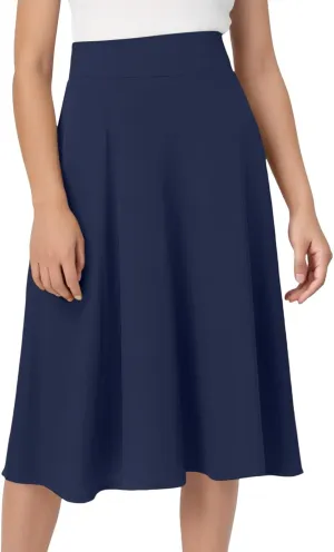 High Waisted Skirts for Women Elastic Waisted Baggy Flowy Casual Skirt Stretchy Soft Comfortable Solid Color Skorts