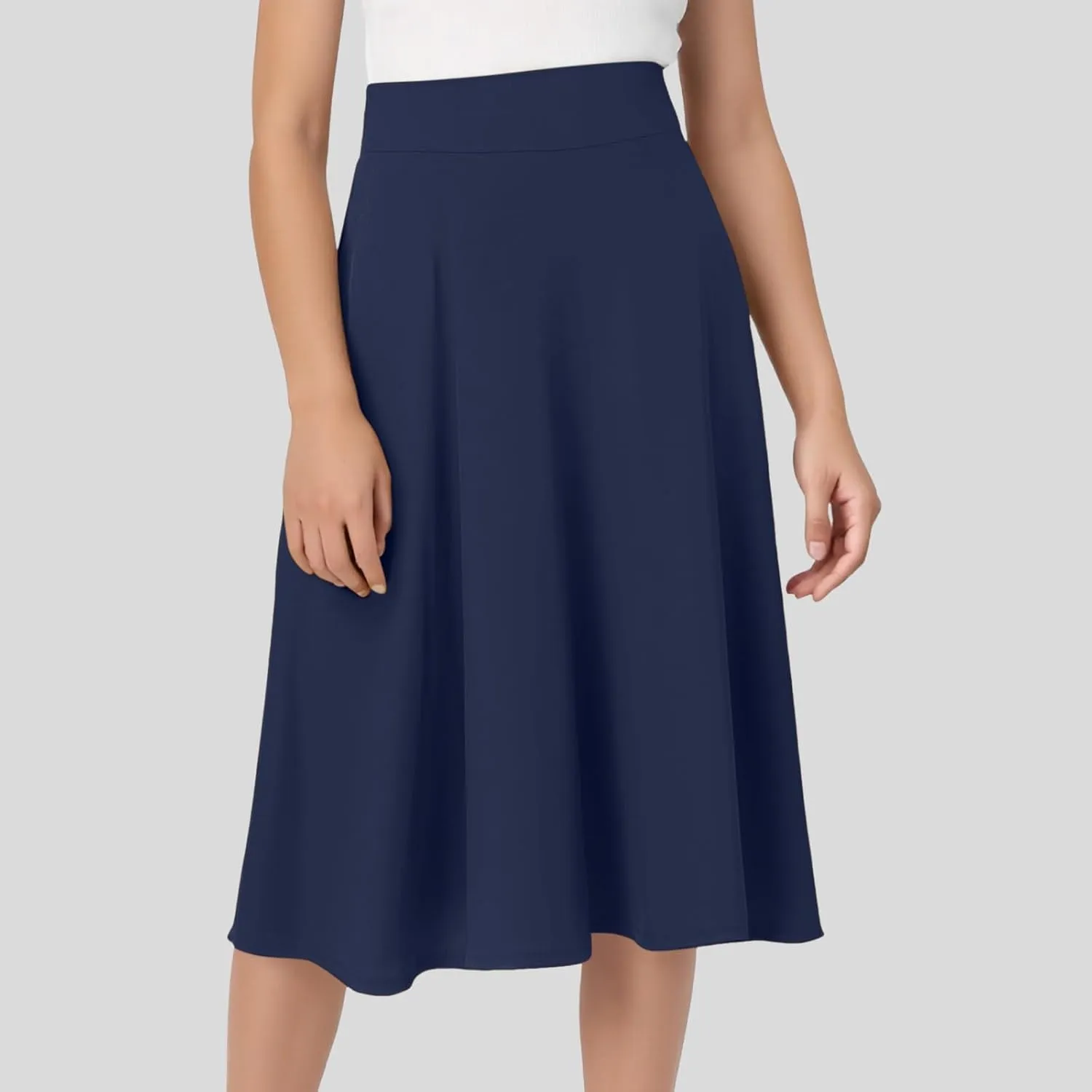 High Waisted Skirts for Women Elastic Waisted Baggy Flowy Casual Skirt Stretchy Soft Comfortable Solid Color Skorts