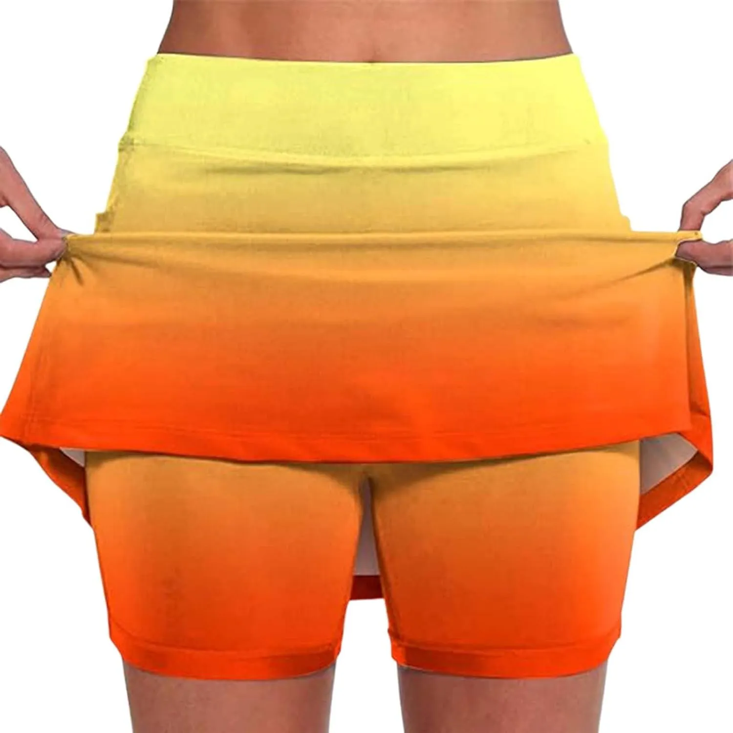 High Waisted Skorts for Women Gradient Stretchy Tennis Shirt Lightweight Casual Comfortable Shirts Skirts with Pockets