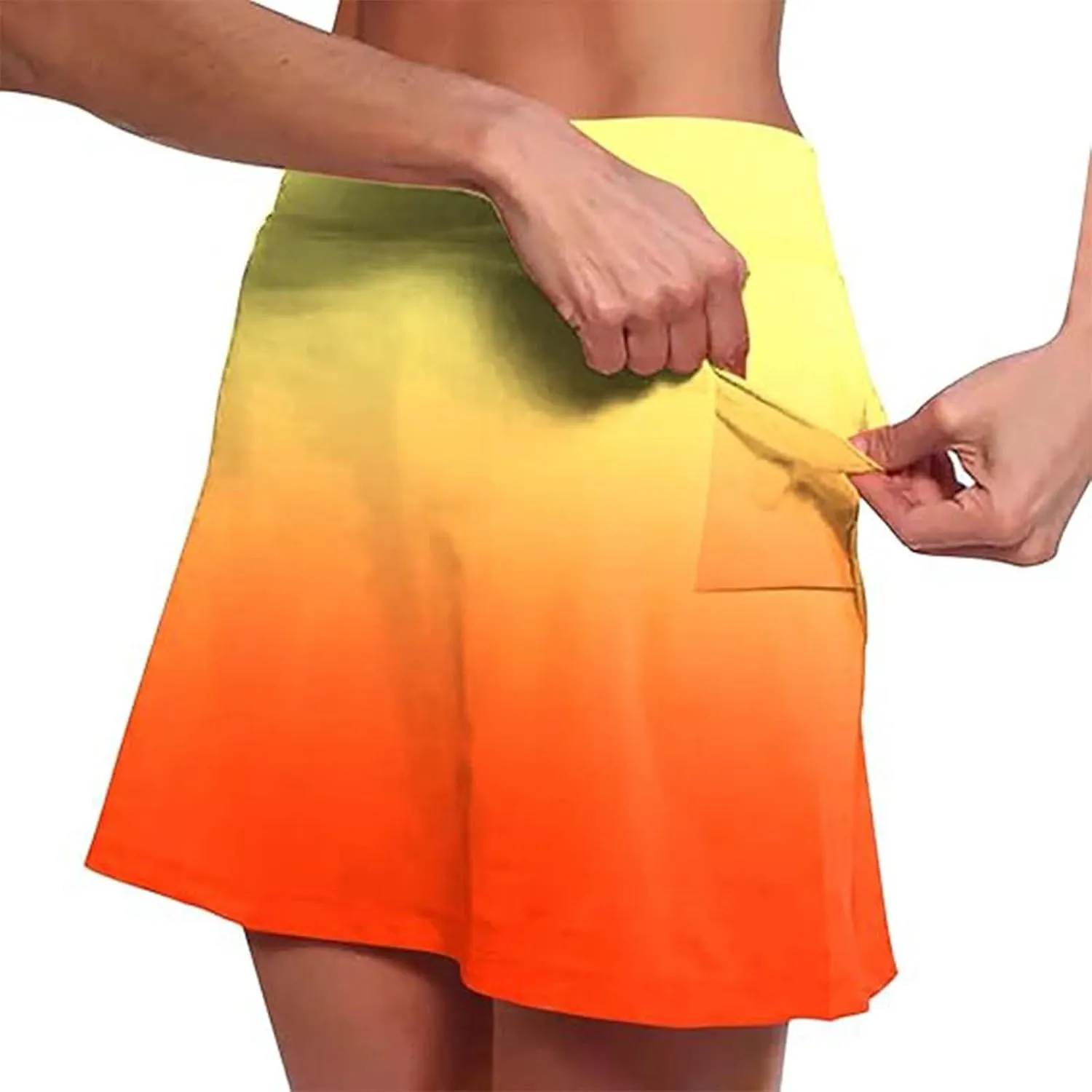 High Waisted Skorts for Women Gradient Stretchy Tennis Shirt Lightweight Casual Comfortable Shirts Skirts with Pockets