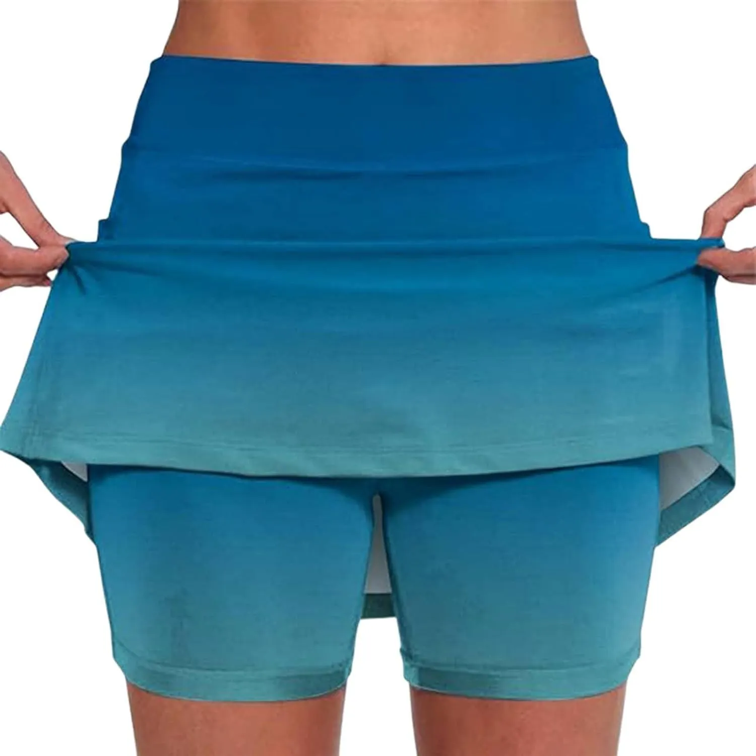 High Waisted Skorts for Women Gradient Stretchy Tennis Shirt Lightweight Casual Comfortable Shirts Skirts with Pockets